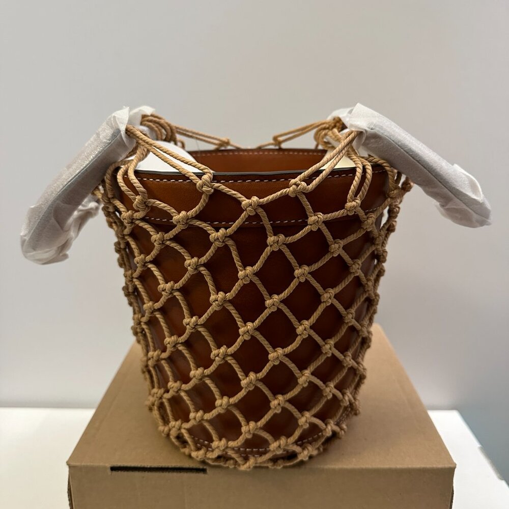 NWT Staud Moreau Leather Bucket Bag Brown